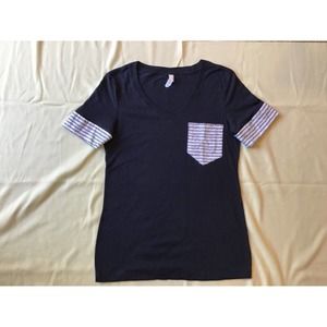 Woman’s Black T shirt- blouse with Musical design Size M